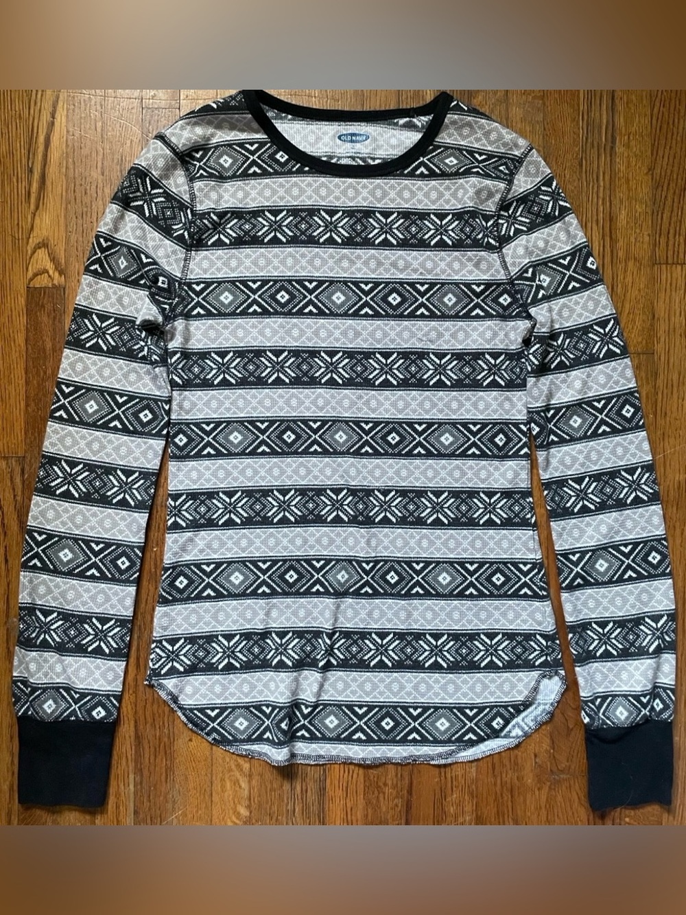 Old Navy Printed Thermal-Knit Long-Sleeve Tee
